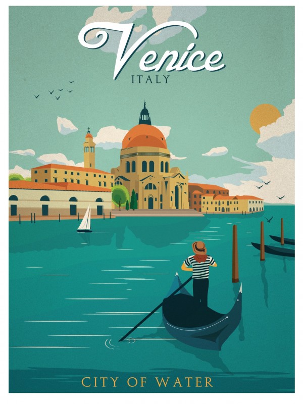Venice Vintage Travel Poster by VINTAGE POSTER